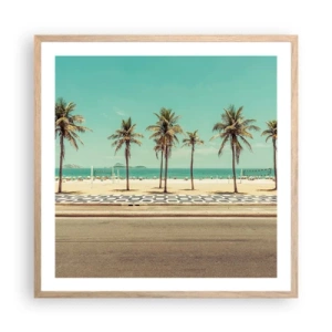 Affiche dans un chêne clair - Poster - Gardien de plage - 60x60 cm