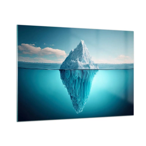 Impression sur verre - Image sur verre - Un iceberg flottant dans l'océan dont une partie est visible sous l'eau. - 100x70cm - Reine de Glace - Décoration murale moderne pour le salon et la chambre ARTTOR