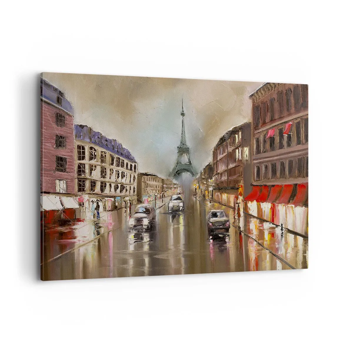 Impression sur toile - Image sur toile - Paysage urbain nocturne de Paris avec vue sur la Tour Eiffel - 100x70cm - Elle seule compte - Décoration murale moderne pour le salon et la chambre ARTTOR