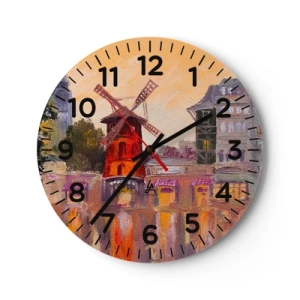 Horloge murale - Pendule murale - Icones parisiennes – le Moulin rouge - 30x30 cm