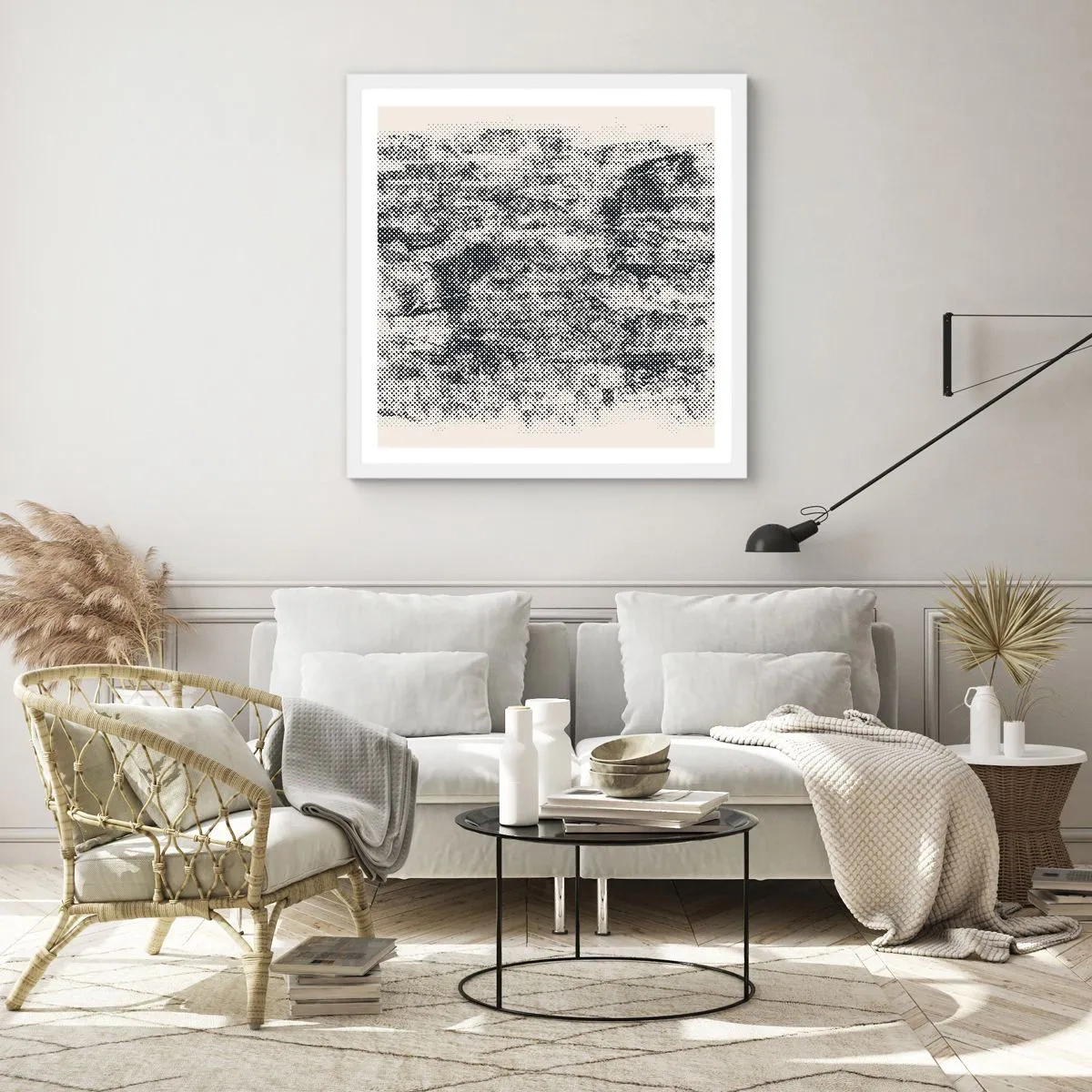 Affiche dans un cadre blanc - Poster - Composition brumeuse - 60x60 cm