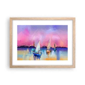 Affiche dans un chêne clair - Poster - Direction: les eaux larges - 40x30 cm