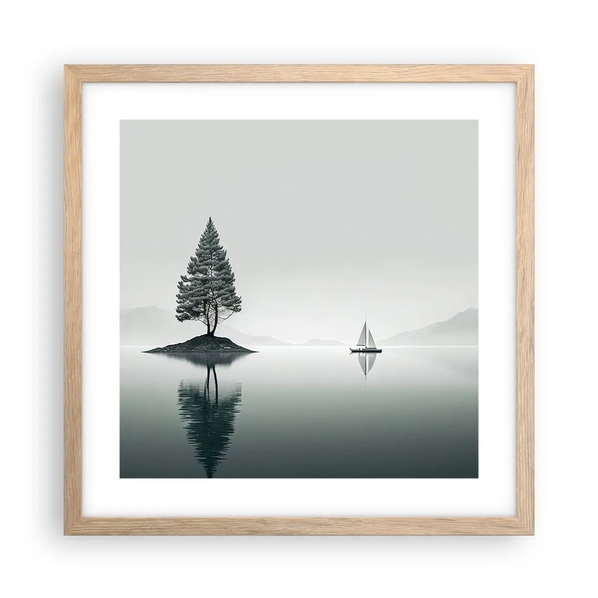 Affiche dans un chêne clair - Poster - Un rêve somnolent - 40x40 cm