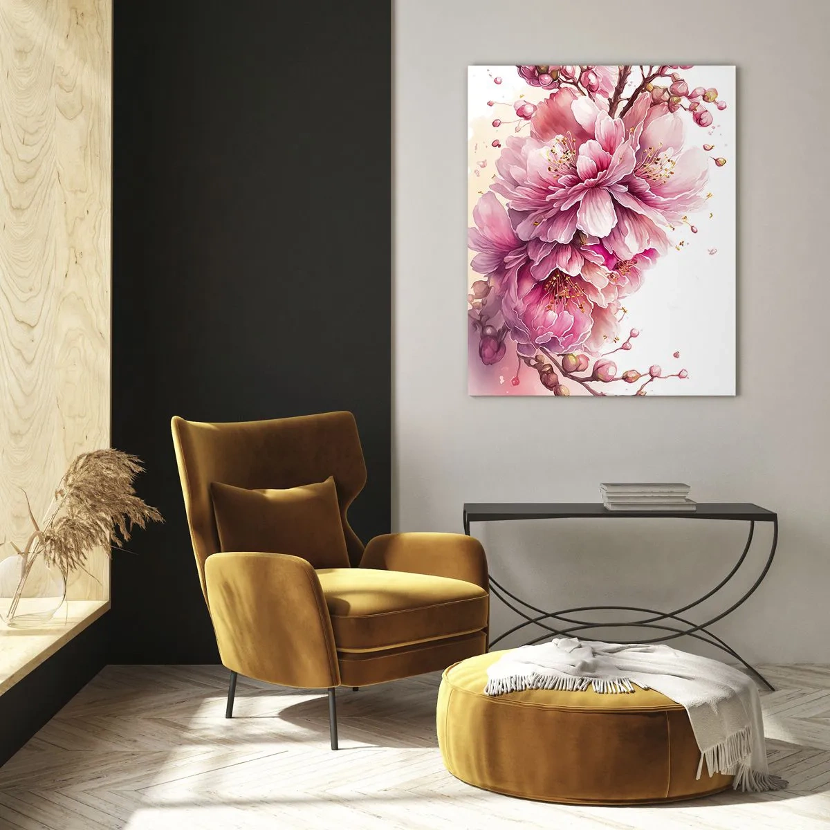 Impression sur verre - Image sur verre - De délicates fleurs de cerisier en pleine floraison sur un fond clair - 70x100cm - Fleur florissante de cerisier - Décoration murale moderne pour le salon et la chambre ARTTOR