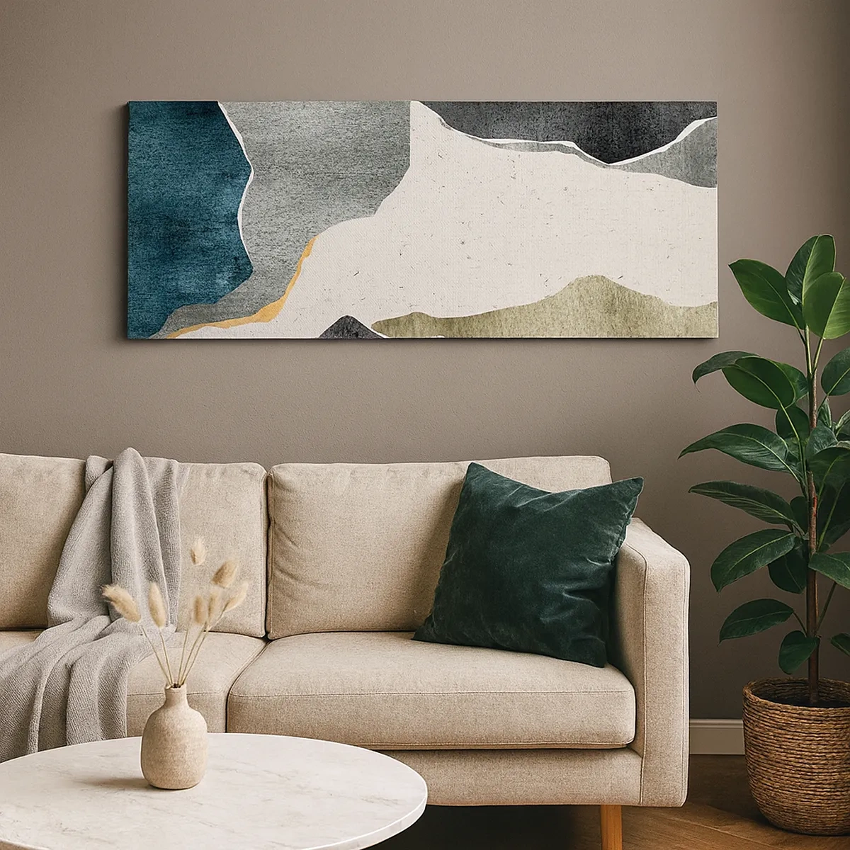 Impression sur toile - Image sur toile - Composition mosaïque avec un fil d'or - 30x30 cm