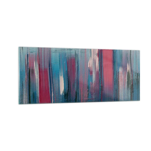 Impression sur verre - Image sur verre - Composition verticale en bleu et rouge - 100x40 cm