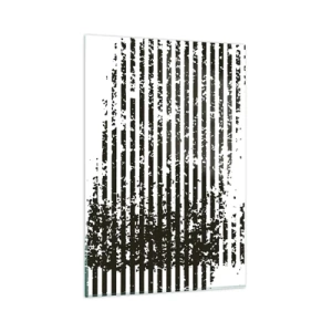 Impression sur verre - Image sur verre - Lignes abstraites avec un effet vieilli en noir et blanc - 80x120cm - Rythme et bruissement - Décoration murale moderne pour le salon et la chambre ARTTOR