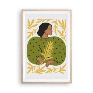Affiche dans un chêne clair - Poster - Fille hawaïenne - 61x91 cm