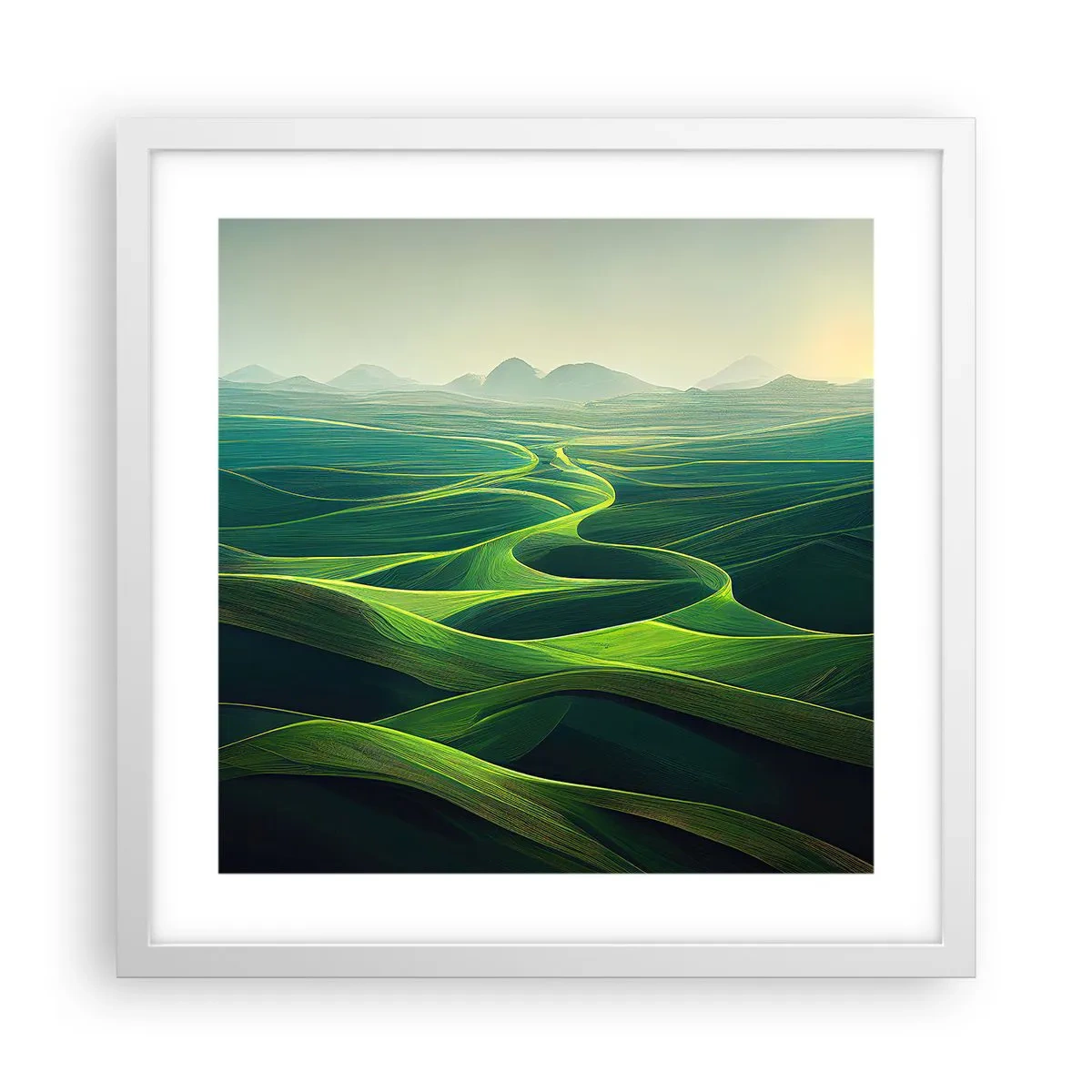 Affiche dans un cadre blanc - Poster - Dans les vallées verdoyantes - 40x40 cm
