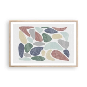 Affiche dans un chêne clair - Poster - Une mosaïque de couleurs poudrées - 91x61 cm