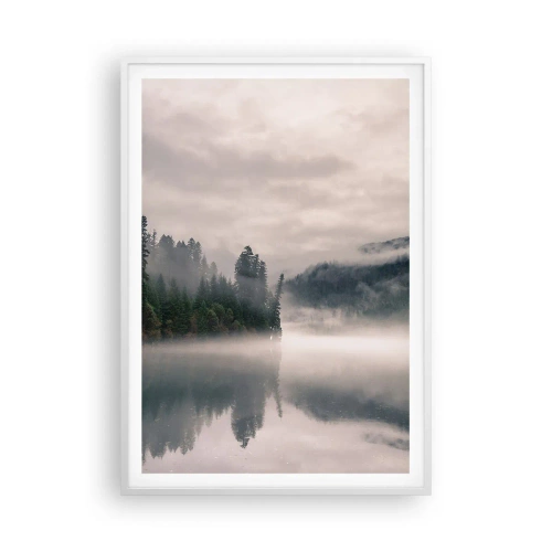 Affiche dans un cadre blanc - Poster - Reflet dans le brouillard - 70x100 cm