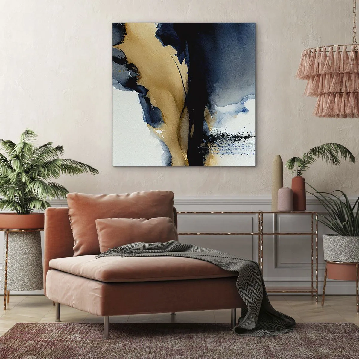 Impression sur toile - Image sur toile - Derrière le rideau - 70x70 cm