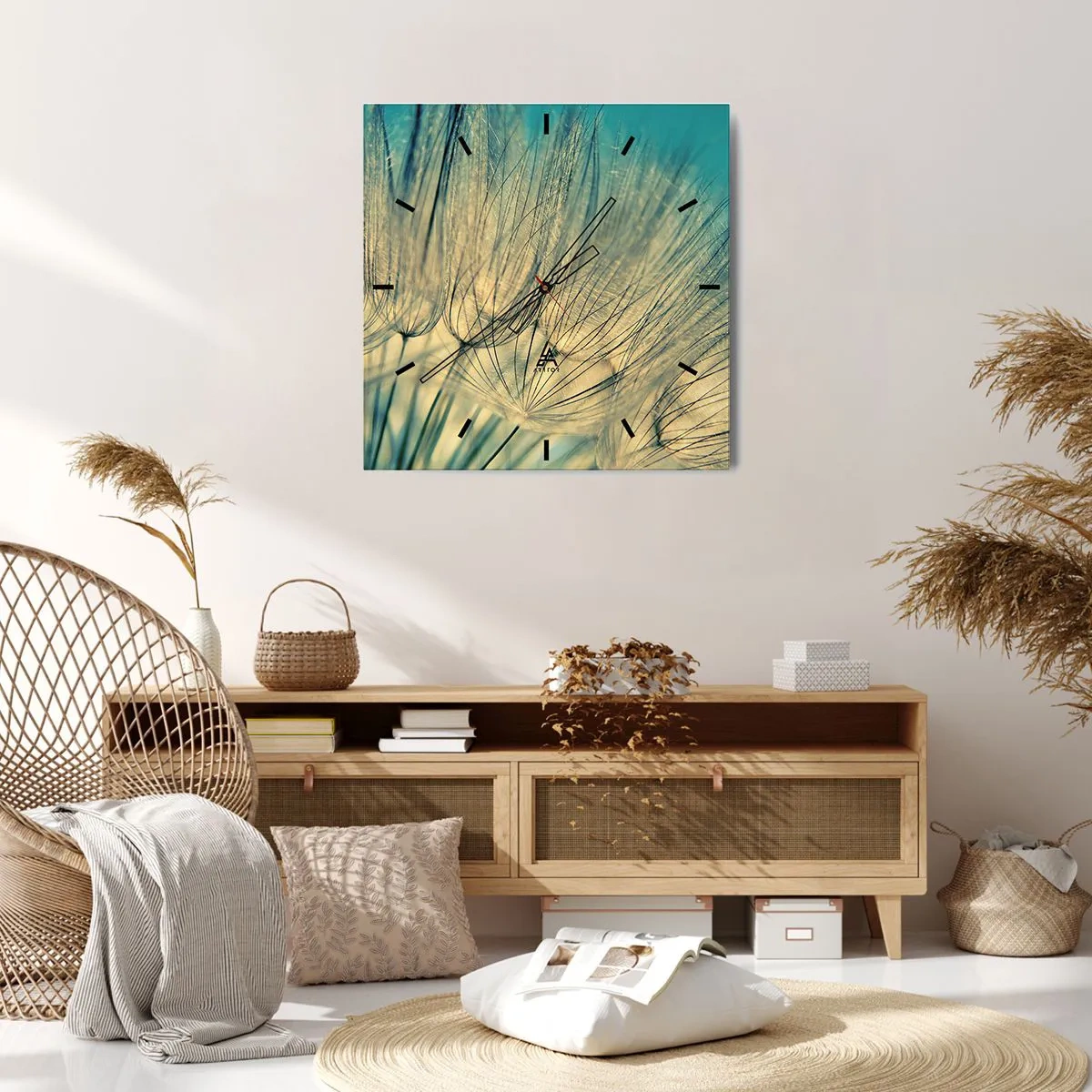 Horloge murale - Pendule murale - Macrophotographie de pissenlits en plein jour - 30x30cm - En attente du vent - Décoration murale moderne pour le salon et la chambre ARTTOR