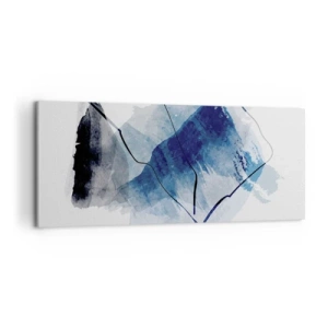 Impression sur toile - Image sur toile - Formes abstraites dans des tons de bleu avec des lignes délicates - 120x50cm - Montagne de glace - Décoration murale moderne pour le salon et la chambre ARTTOR