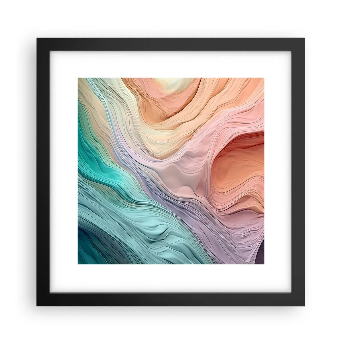 Affiche dans un cadre noir - Poster - Vague arc-en-ciel - 30x30 cm