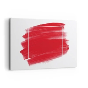 Impression sur toile - Image sur toile - Coup de pinceau rouge avec bordure blanche - 100x70cm - En dehors du cadre - Décoration murale moderne pour le salon et la chambre ARTTOR