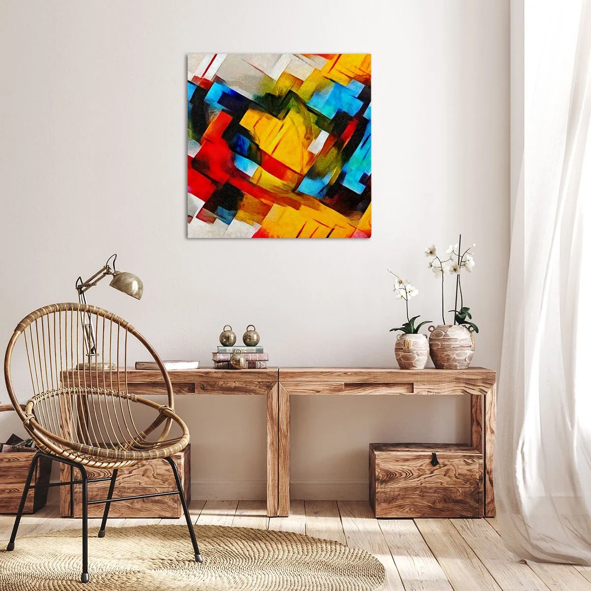 Impression sur toile - Image sur toile - Une superposition multicolore - 70x70 cm