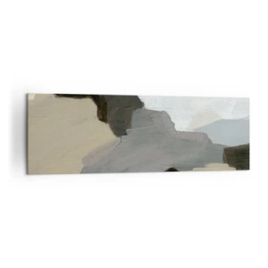 Impression sur toile - Image sur toile - Formes abstraites dans les tons beige, marron et gris - 160x50cm - Abstraction : le carrefour du gris - Décoration murale moderne pour le salon et la chambre ARTTOR