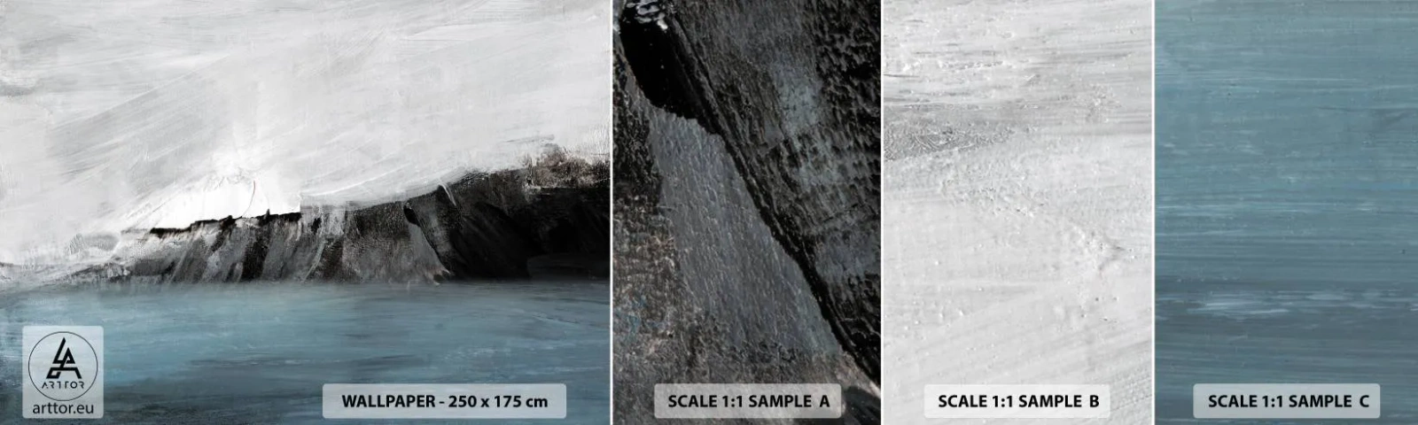 Échantillon De Papier Peint Standard Eco - Eau – terre : choc des éléments - Côte, Paysage, Mer - 100x30 cm