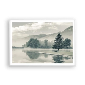 Affiche dans un cadre blanc - Poster - Le lac dort encore - 100x70 cm