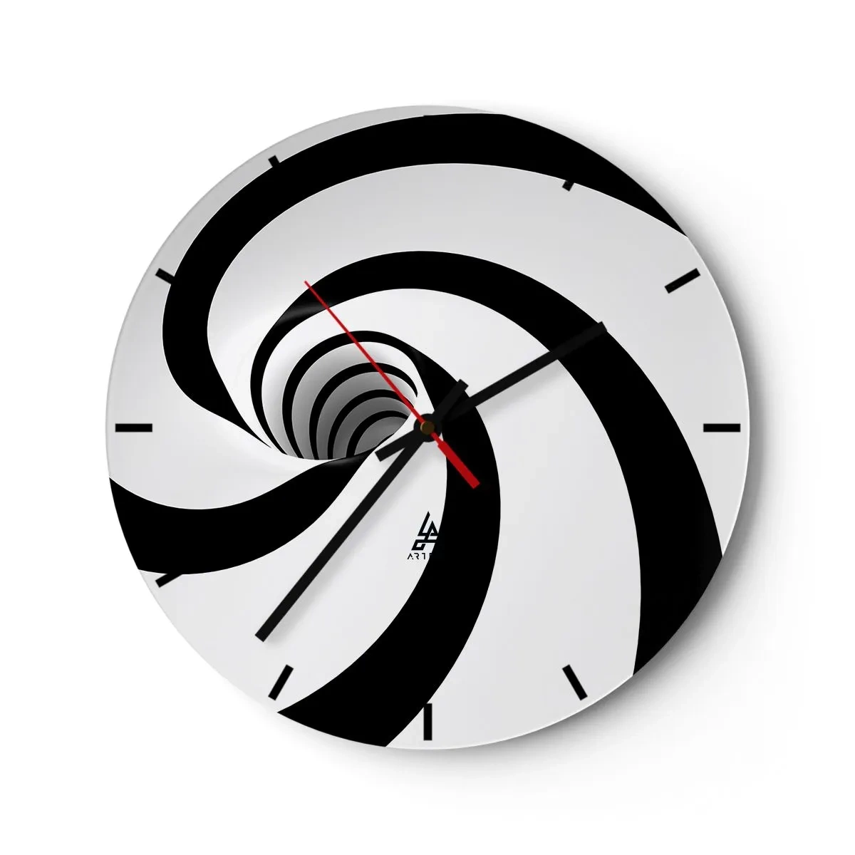 Horloge murale - Pendule murale - Spirale dynamique en noir et blanc - 30x30cm - Céder au vortex ? - Décoration murale moderne pour le salon, la cuisine et la chambre ARTTOR