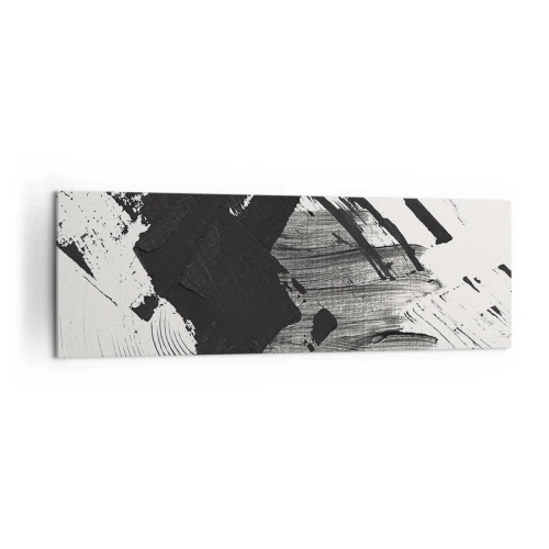 Impression sur toile - Image sur toile - Traits abstraits de noir sur fond blanc - 160x50cm - Abstraction – expression du noir - Décoration murale moderne pour le salon et la chambre ARTTOR