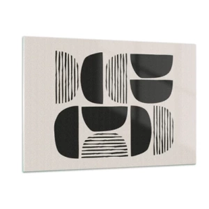 Impression sur verre - Image sur verre - Composition abstraite de formes géométriques avec des lignes - 120x80cm - Offres sans enthousiasme - Décoration murale moderne pour le salon et la chambre ARTTOR