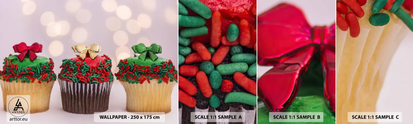 Échantillon de Papier Peint Autocollant Deluxe Sticker - Une sucrerie après la cocarde - La gastronomie, Biscuits, Muffins colorés - 100x30 cm