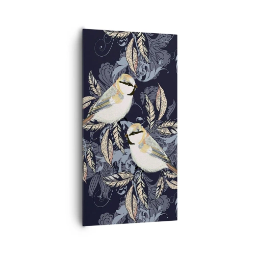 Impression sur toile - Image sur toile - Babillement jaune et bleu - 65x120 cm