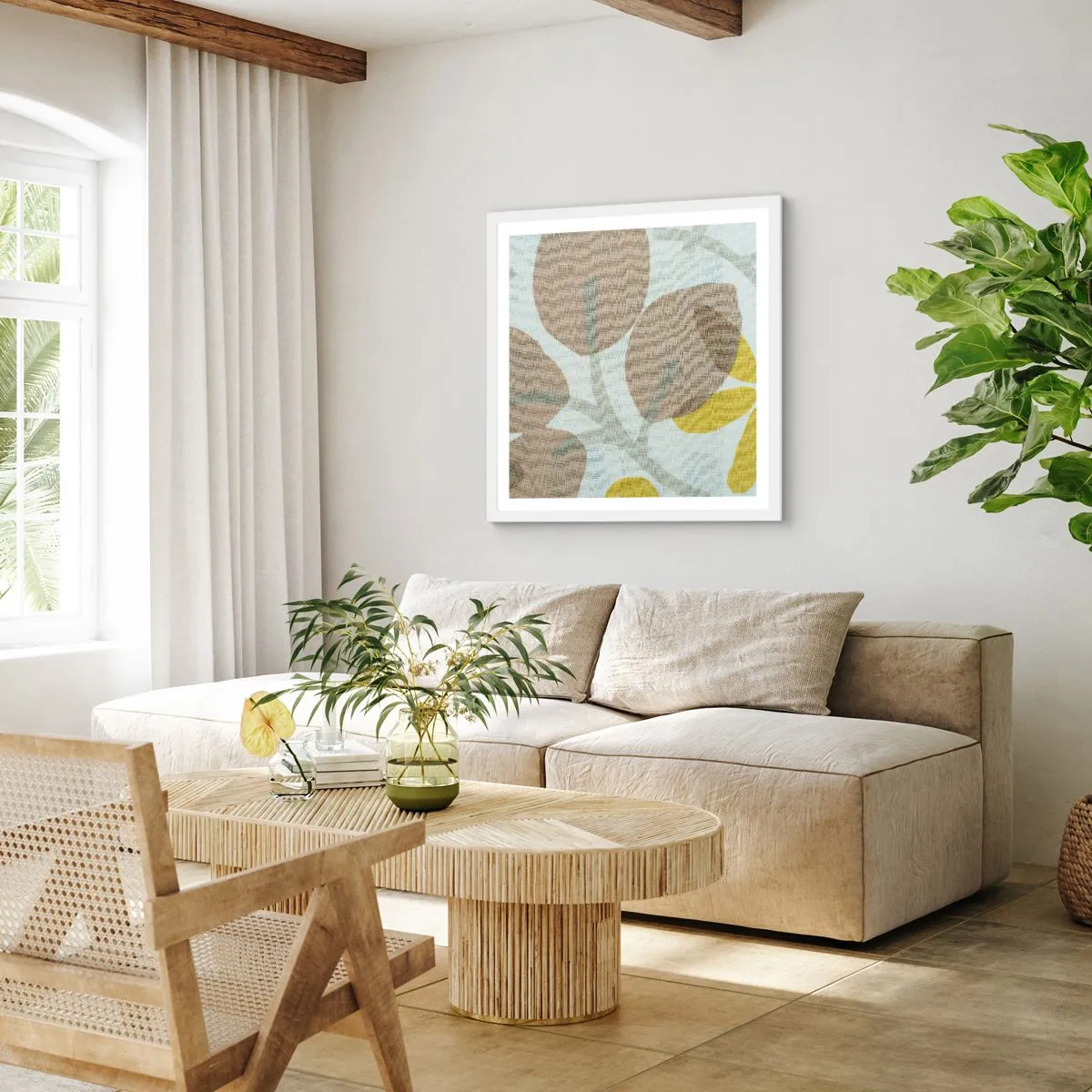 Affiche dans un cadre blanc - Poster - Composition en plein soleil - 60x60 cm