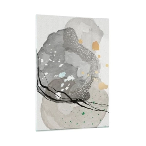 Impression sur verre - Image sur verre - Formes organiques et taches aux couleurs douces avec détails - 50x70cm - Composition organique - Décoration murale moderne pour le salon et la chambre ARTTOR