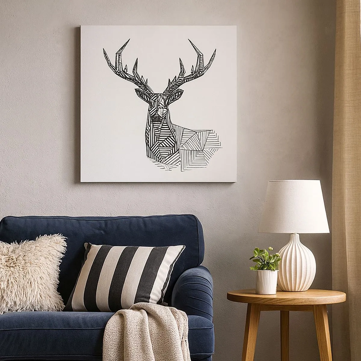Impression sur toile - Image sur toile - Cerf dans un style cubique - 30x30 cm