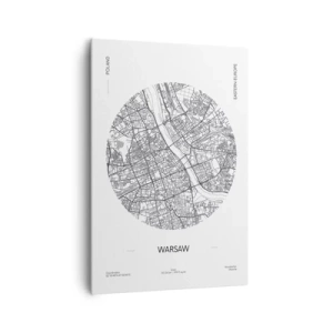 Impression sur toile - Image sur toile - Une carte de Varsovie dans un style minimaliste - 70x100cm - Anatomie de Varsovie - Décoration murale moderne pour le salon et la chambre ARTTOR