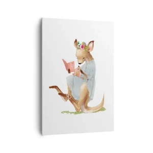 Impression sur toile - Image sur toile - Kanga lisant un livre avec un bébé - 70x100cm - Lis-moi maman - Décoration murale moderne pour le salon et la chambre ARTTOR