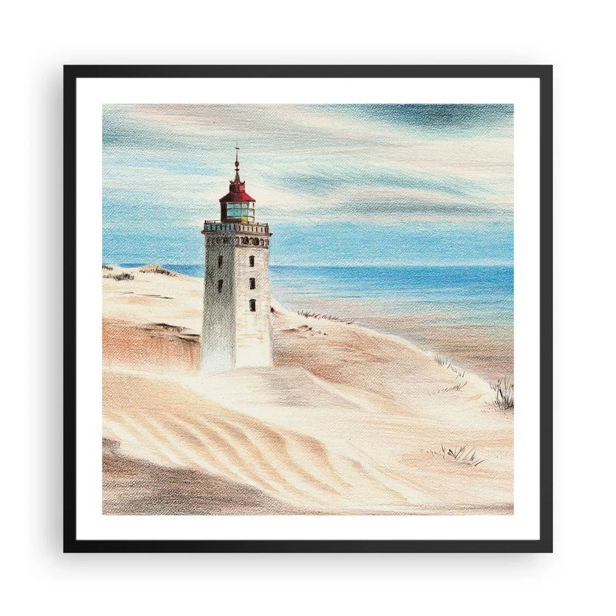 Affiche dans un cadre noir - Poster - Toujours regarder la mer - 60x60 cm