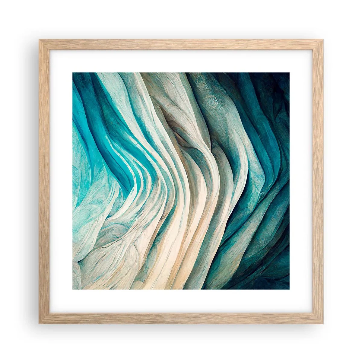 Affiche dans un chêne clair - Poster - Insatiabilité bleue - 40x40 cm