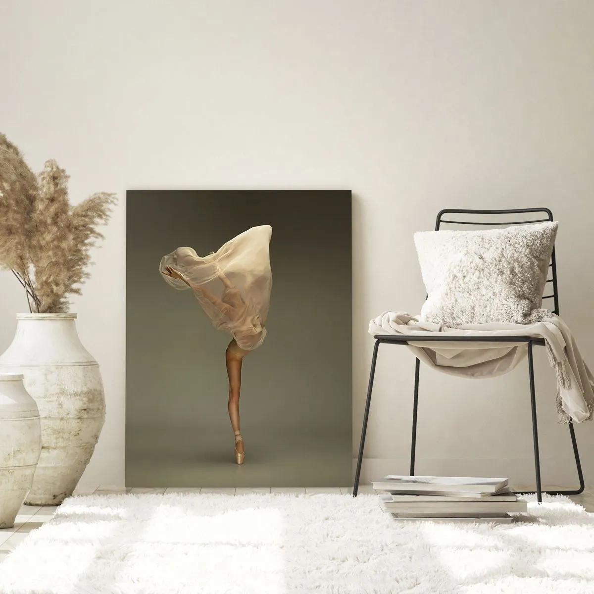 Impression sur verre - Image sur verre - Une danseuse dans une pose délicate avec son voile relevé - 50x70cm - Il va bientôt s'envoler - Décoration murale moderne pour le salon et la chambre ARTTOR