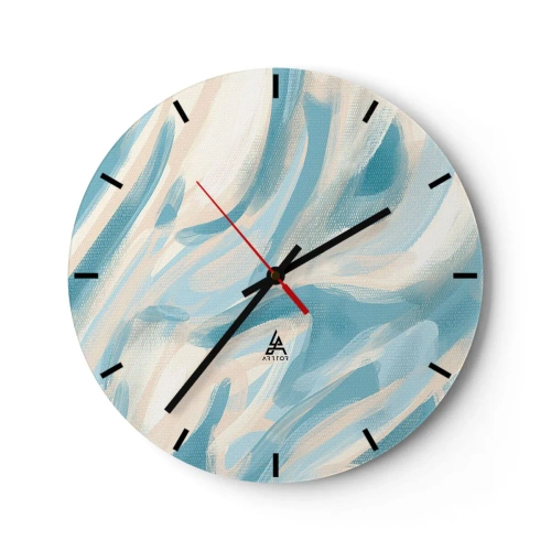 Horloge murale - Pendule murale - Stries pastel abstraites en bleu et beige - 30x30cm - Brise printanière - Décoration murale moderne pour le salon, la cuisine et la chambre ARTTOR
