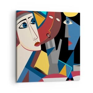 Impression sur toile - Image sur toile - Une conversation entre cubistes - 60x60 cm