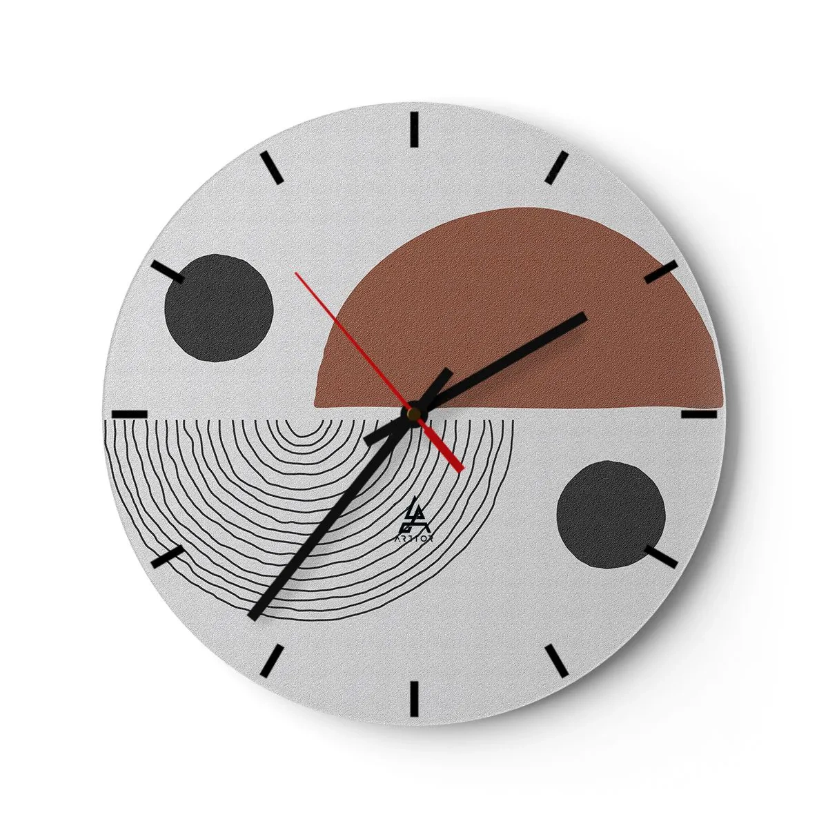 Horloge murale - Pendule murale - Motif géométrique dans les tons marron et noir - 30x30cm - Perfection de la roue - Décoration murale moderne pour le salon, la cuisine et la chambre ARTTOR