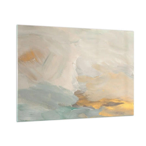 Impression sur verre - Image sur verre - Abstraction lumineuse avec des coups de pinceau délicats - 100x70cm - Abstraction – le pays de la douceur - Décoration murale moderne pour le salon et la chambre ARTTOR