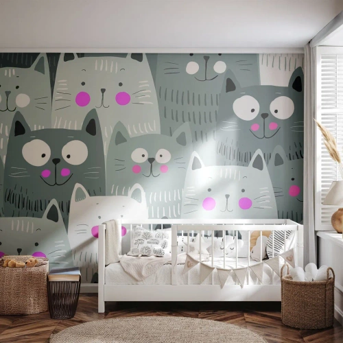 Papier Peint Photo Premium Canvas - Le monde des chats - Pour les enfants, Chat, Animaux - 200x140 cm