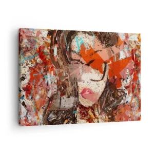 Impression sur toile - Image sur toile - Portrait abstrait d'une femme aux couleurs intenses - 70x50cm - Personne ne sait ce que tu es vraiment - Décoration murale moderne pour le salon et la chambre ARTTOR
