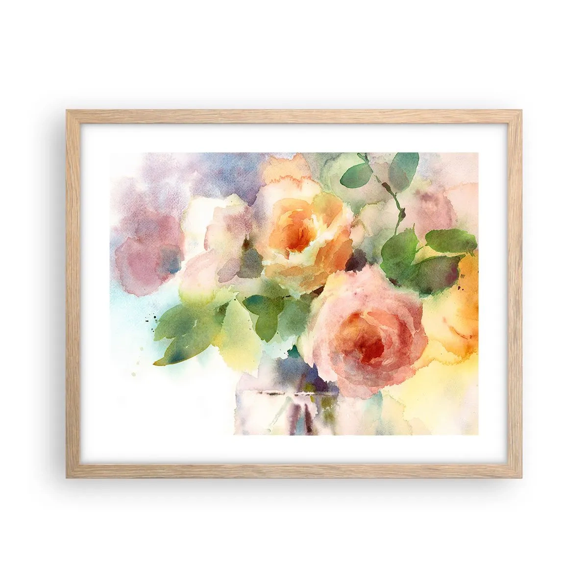 Affiche dans un chêne clair - Poster - Délicat comme l'aquarelle - 50x40 cm