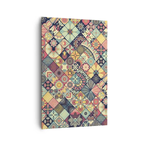 Impression sur toile - Image sur toile - Motifs géométriques colorés inspirés du style marocain - 80x120cm - Ambiance marocaine - Décoration murale moderne pour le salon et la chambre ARTTOR