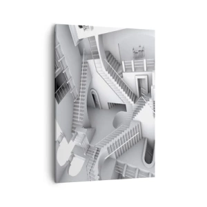 Impression sur toile - Image sur toile - Une composition abstraite d'escaliers dans un agencement spatial surréaliste - 50x70cm - Paradoxes spatiaux - Décoration murale moderne pour le salon et la chambre ARTTOR
