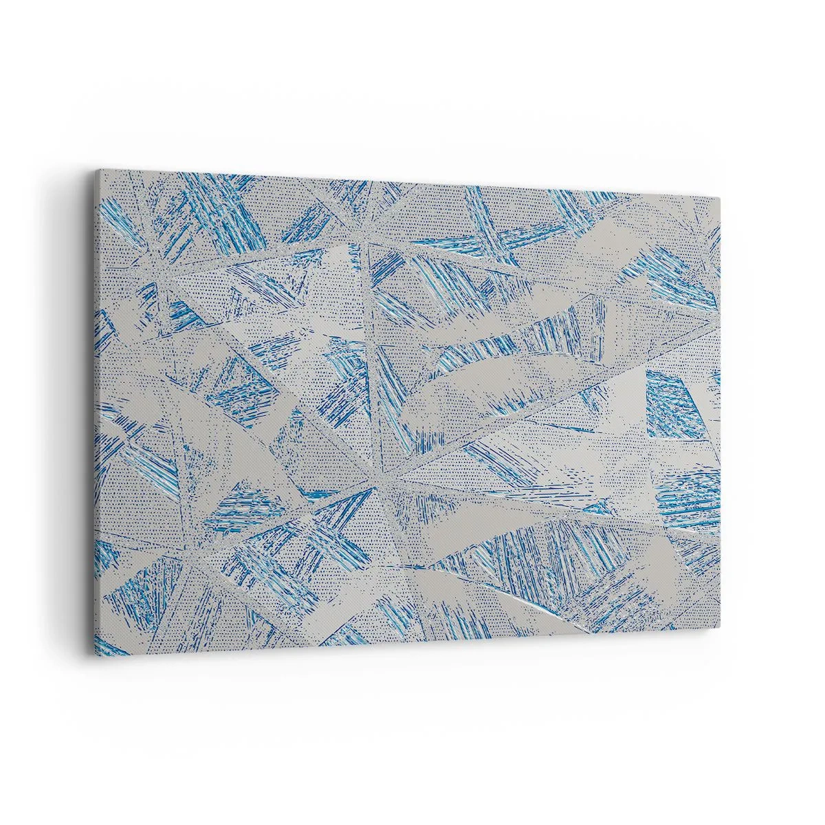 Impression sur toile - Image sur toile - Motifs géométriques dans les tons de bleu et de gris - 100x70cm - Dans un labyrinthe bleu-gris - Décoration murale moderne pour le salon et la chambre ARTTOR