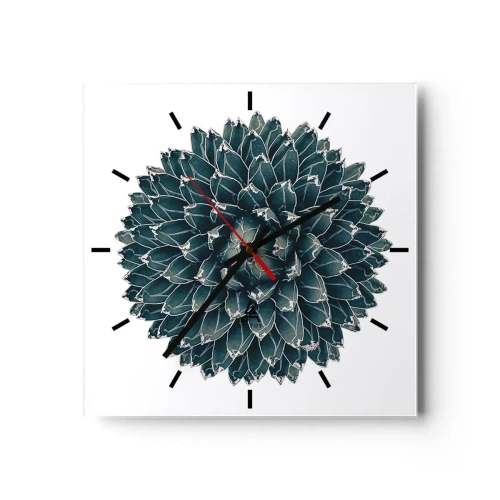 Horloge murale - Pendule murale - Plante succulente symétrique sur fond blanc - 30x30cm - Étoile du désert - Décoration murale moderne pour le salon et la chambre ARTTOR