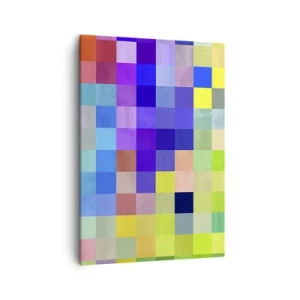 Impression sur toile - Image sur toile - Une mosaïque colorée de carrés de différentes couleurs - 50x70cm - Tous différents, tous égaux - Décoration murale moderne pour le salon et la chambre ARTTOR