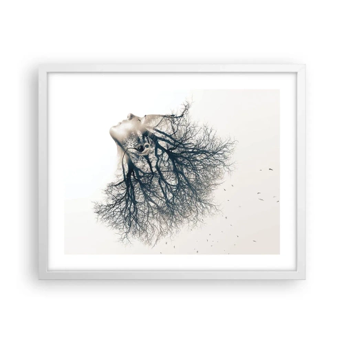 Affiche dans un cadre blanc - Poster - Écouter le murmure des arbres - 50x40 cm